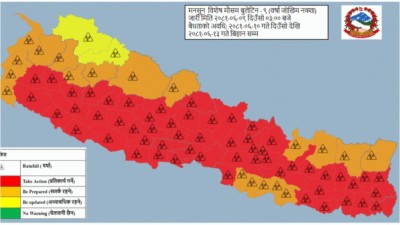 आज देखि आईतबार सम्म ५६ जिल्लामा भारी बर्षा हुदै, मौसम बिज्ञानले लगायो ‘रेडअलर्ट’